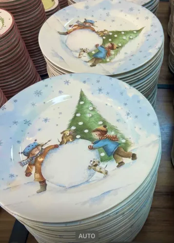 Prato cerâmica jantar grande raso sobremesa natal decoração presente