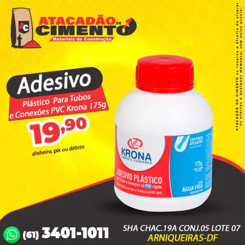 Adesivo Plástico para Tubos e Conexões PVC Krona 175g