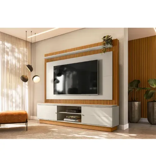 Estante Guararapes para Tv Até 75 Polegadas Ripado com Led 2 Portas Linea 2,15