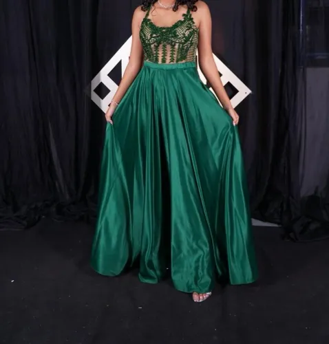 Vestido de festa longo verde esmeralda