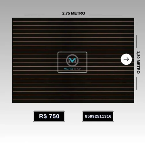 Painel expositor preto 2,75 metro X 1,85  metro altura (canaletado) Novo. 
