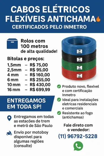Cabos Elétricos Flexíveis Antichama - Diversas Bitolas