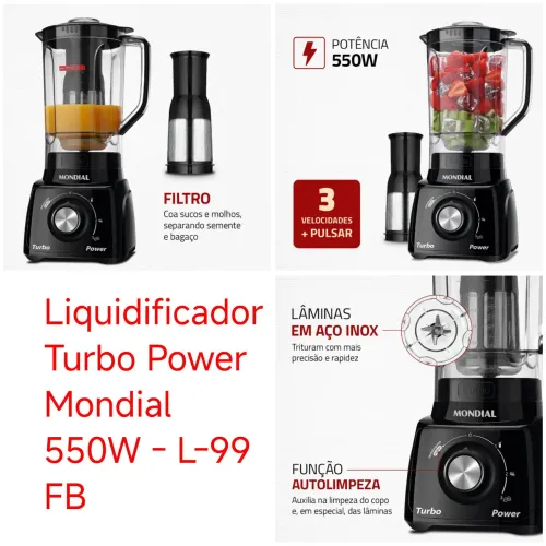 Liquidificador Turbo Power Mondial 550W - L-99 FB