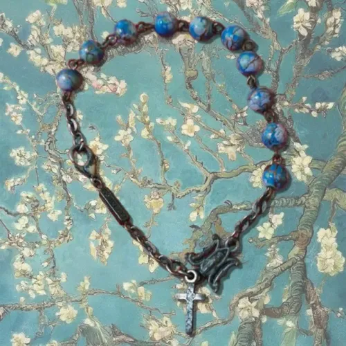 Ghirelli marca da pulseira terço ou rosário de pulso, com pedras italianas, 18 cm aberta