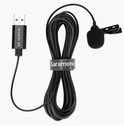 Microfone Saramonic com conector USB-A para computadores com cabo de 6m SR-ULM10L