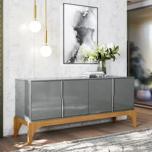 "Elegância Atemporal: Aparador Amalfi 4 Portas com Pés Retrô e Acabamento Refinado"       