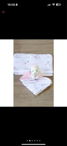 Kit ELOÁ Manta e naninha Ursinho para Bebê bem fofinho , 100%algodao nome ELOÁ AS