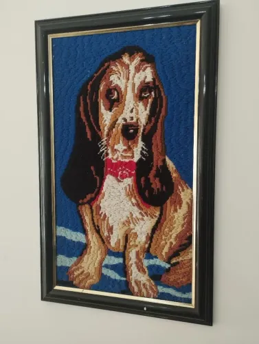 Quadro de cachorro peluciado antigo