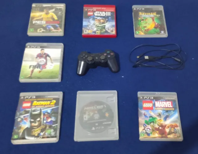 Jogos de PS3 + Controle Original Sony + Cabo USB