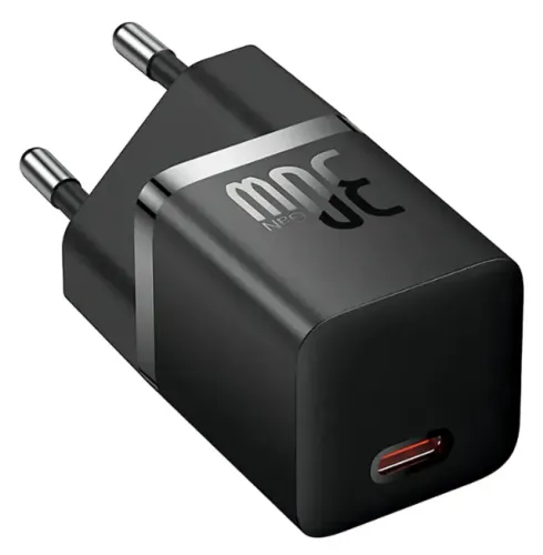 Carregador Turbo Baseus 30w Usb-c Gan5 Compacto Preto