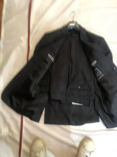 Terno Via Veneto Bristol lã preto slim fit quadriculado com listras 50 m lindo!!