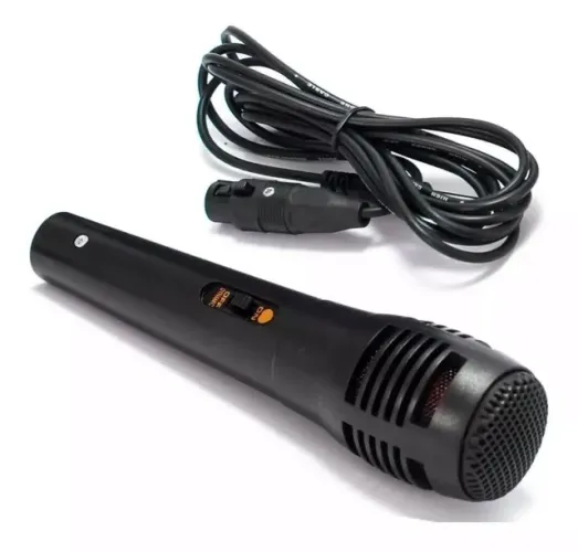 Microfone Dinâmico Cabo 3m p/ Caixa De Som Karaokê P10 Cor Preto Novo