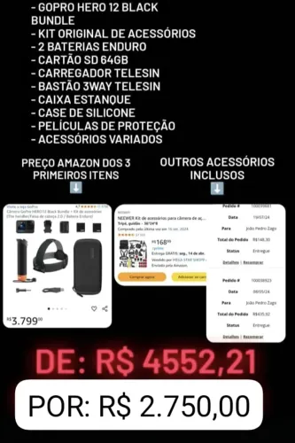 GoPro HERO10 Black (Á prova d'água + Estabilização + Acessórios)