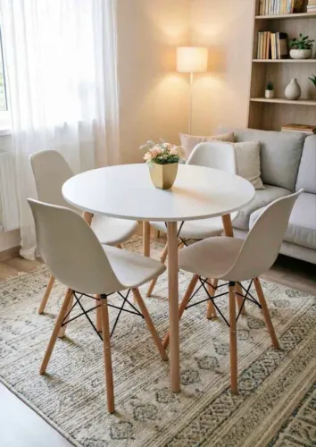 Mesa de jantar redonda Eiffel com 4 cadeiras