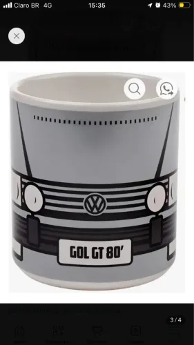 Caneca original Volkswagen Gol GT 80 na caixa vw
