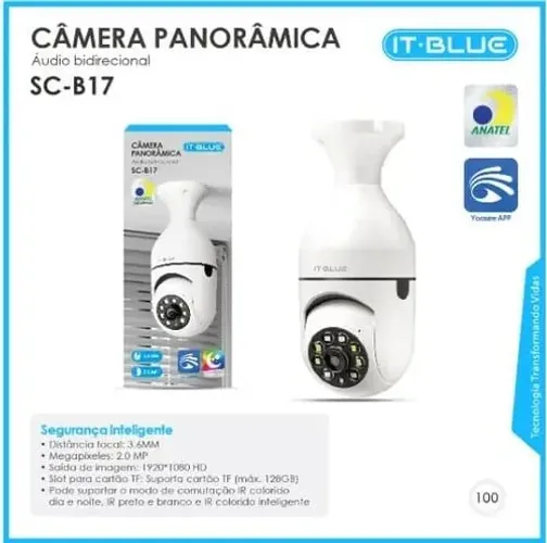 Câmera lâmpada Robozinho interna 360º (Promoção)