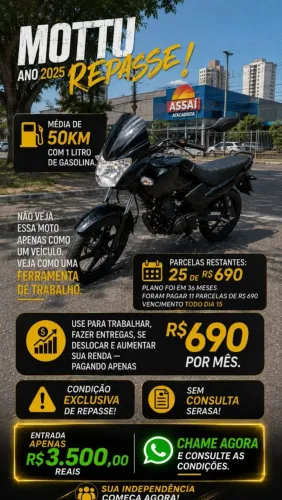 Repasse pronta entrega  mottu 2025 com parvales de 690 