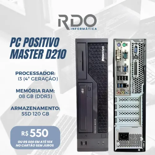 PC Positivo Master D210 i3 4ª Geração 8GB SSD 120GB - Computador para trabalho (PDV)