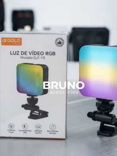 Luz de video RGB portatil com suporte