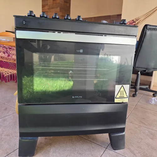 Fogão Atlas 5 Bocas Agile Up Glass com Mesa de Vidro Automático Bivolt - Preto