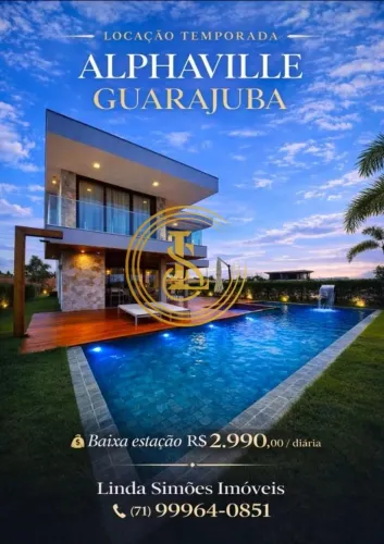 Casa em Condomínio para Temporada em Camaçari, Guarajuba (Monte Gordo), 6 dormitórios, 6 s