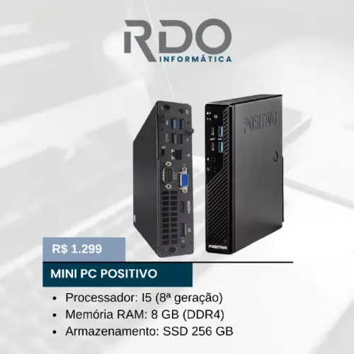 Mini PC Positivo i5 8ª Geração 8GB RAM SSD 256GB - Computador para comércio (PDV)