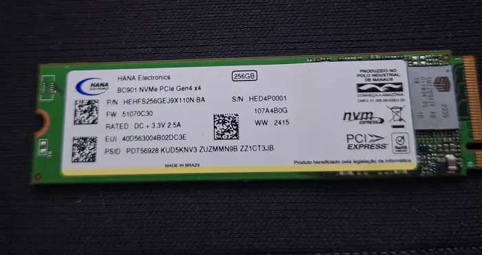 Ssd Nvme M.2 256gb Hana Electronics Oem Verde
