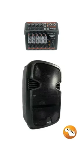 KIT - Caixa de Som Ativa Soundvoice Ca-120 + MESA DE SOM COMPACTA SOUNDVOICE MC6 BT