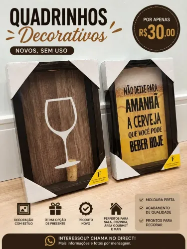 QUADRINHOS Decorativos<br><br>NOVOS, SEM USO