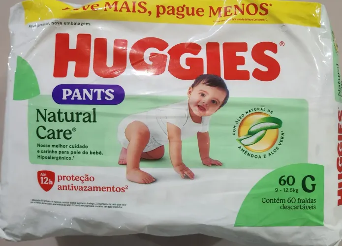 Fralda Huggies Pants Natural Care Tamanho G 60 unidades