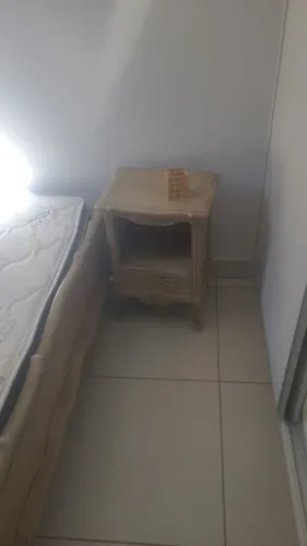Cama casal madeira + colchão+ criado