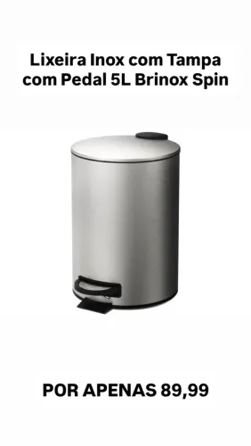 Lixeira Inox com Tampa com Pedal 5L Brinox Spin