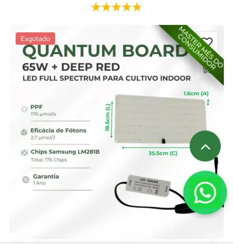 Dois de leds de 65w cada um, master plants, full spectrun! Aceito cartão de crédito.