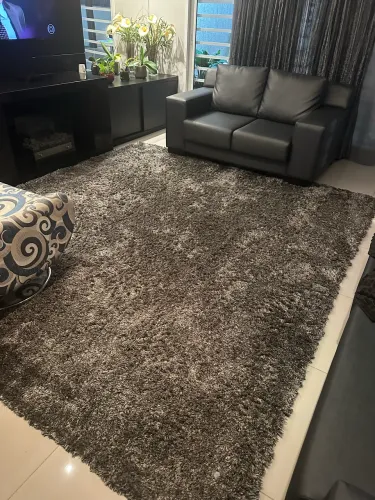 Tapete felpudo para sala (cinza/prateado) 2,90X2,60