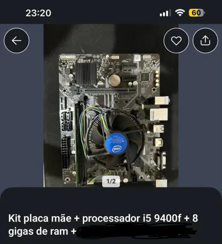 Kit placa mãe processador i5 9400f + 8gigas de ram + placa de vídeo RX580 