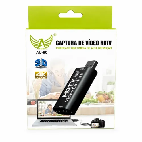 Placa de Captura de Vídeo HDMI para USB 2.0 AU-80 Full HD Streaming Lives e Jogos pode ret