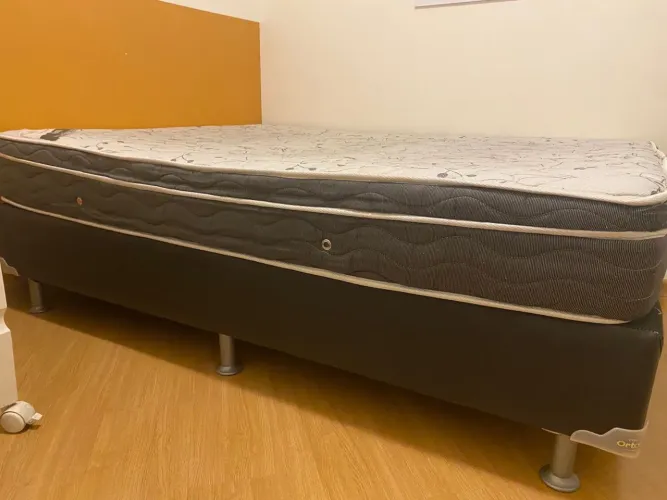 Cama Box Casal + Colchão - Ortobom Master Spring + Box Corino Ortobom