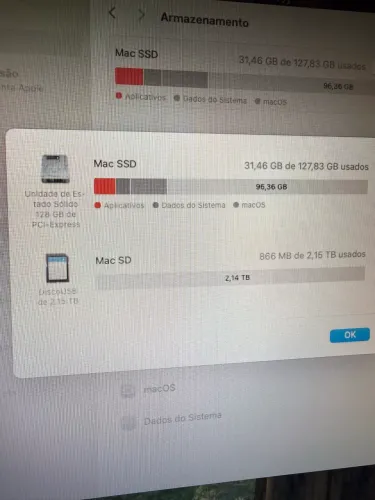 MacBook Air 2018, i7-4.3GHz, Sequoia, 8Gb, 2,2 Terras de SSD e SD