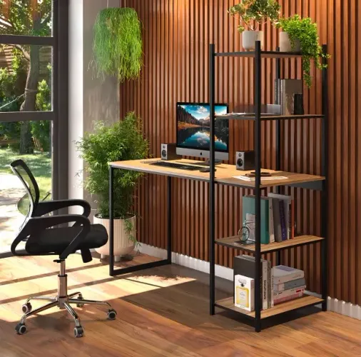 ESCRIVANINHA INDUSTRIAL COM ESTANTE MODERNA - 05 PRATELEIRA