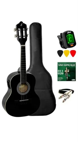 Kit cavaco Giannini Eletroacústico Cs14 Ep BK Cabo Palheta Capa