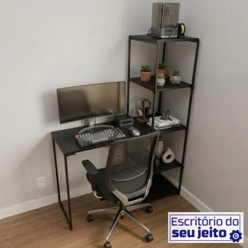 Mesa Industrial NOVA com Estante Multiuso para Computador Notebook de Estudo Escritório