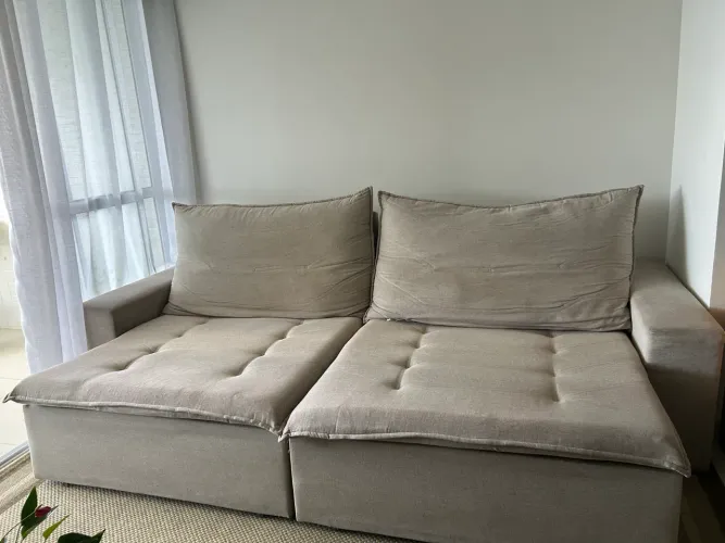 Sofá linho, linha premium, cinza claro e D-21