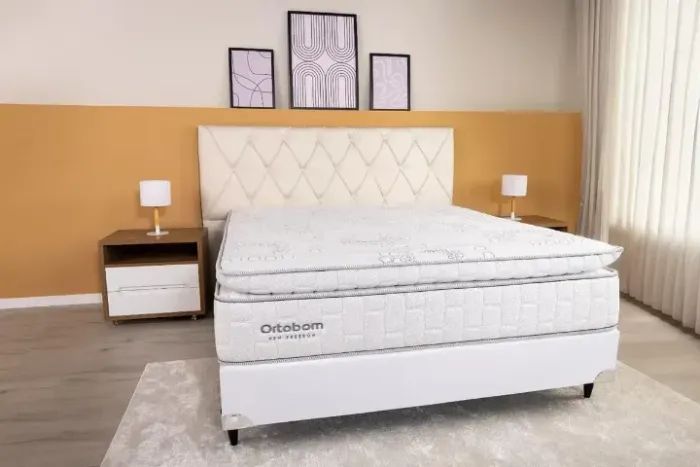 Cama de Casal Ortobom Branco Premium Completo