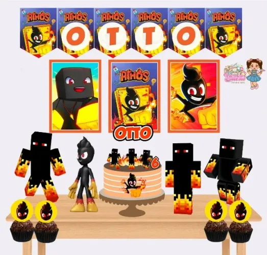 Kit Festa Só Um Bolinho ATH0S MlNECRAFT - Decoração de Festa