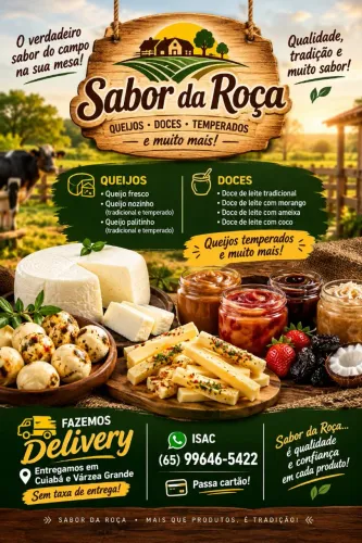 Sabor da roça queijos fresco, doces entre outros produtos totalmente caseiros