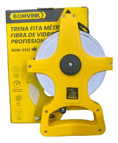 Trena Fita Métrica 50m Fibra De Vidro Flexível Profissional