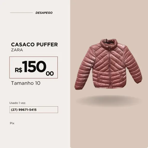 CASACO PUFFER ZARA