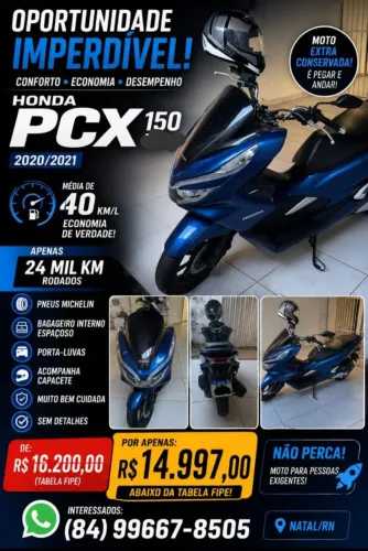 Linda Honda PCX 150 2021 - Sem Detalhes, Pronta para Rodar