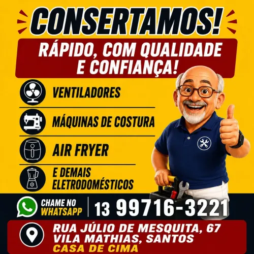 Consertamos ventiladores, Air fryers, entre outros!