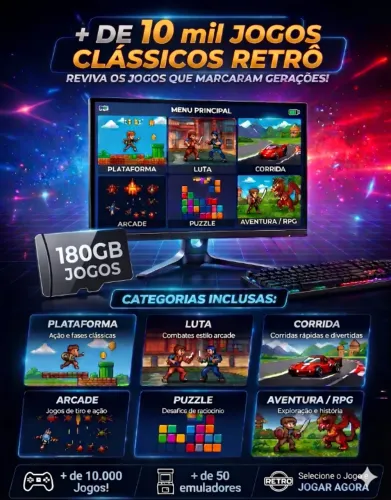 MEGA PACK RETRÔ 180GB: A Biblioteca Definitiva com +10.000 Jogos!